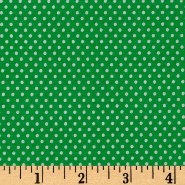 Green and White Polka Dot Cotton Fabric