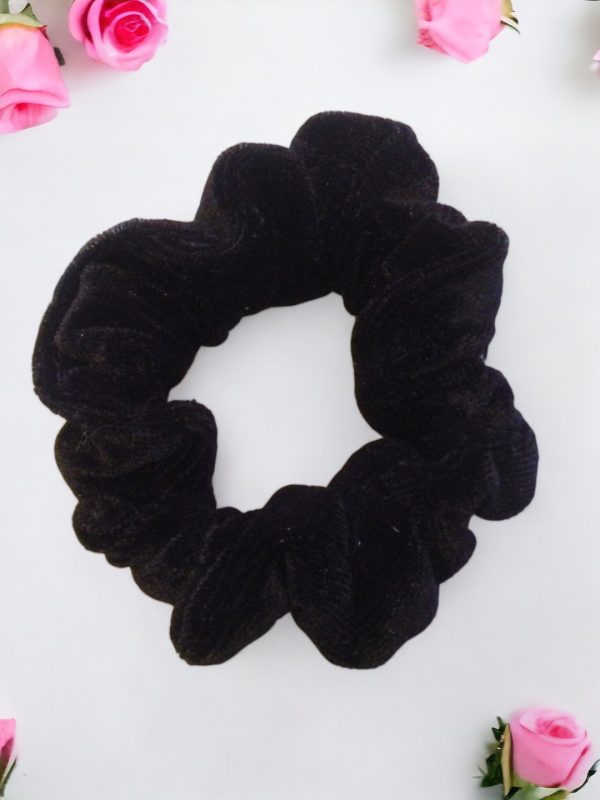 Black Velvet Hair Scrunchy - Twiggy Size