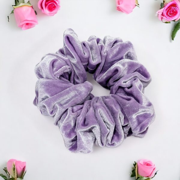 Lilac velvet hair scrunchy - Jumbo size